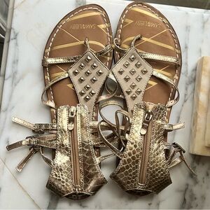 Sam & Libby Gold Studded Gladiator Sandals Size 11